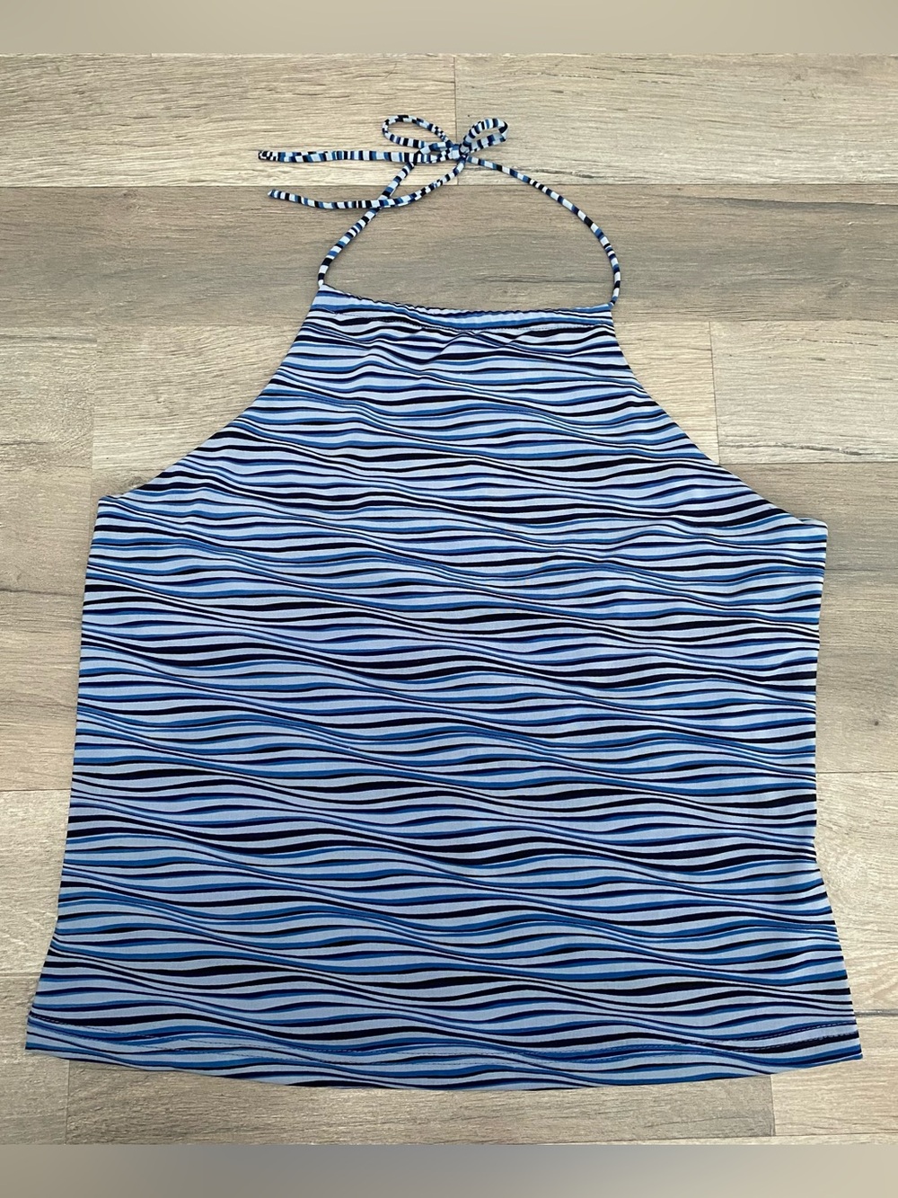Vintage Y2K No Boundaries Blue Striped Adjustable Halter Top